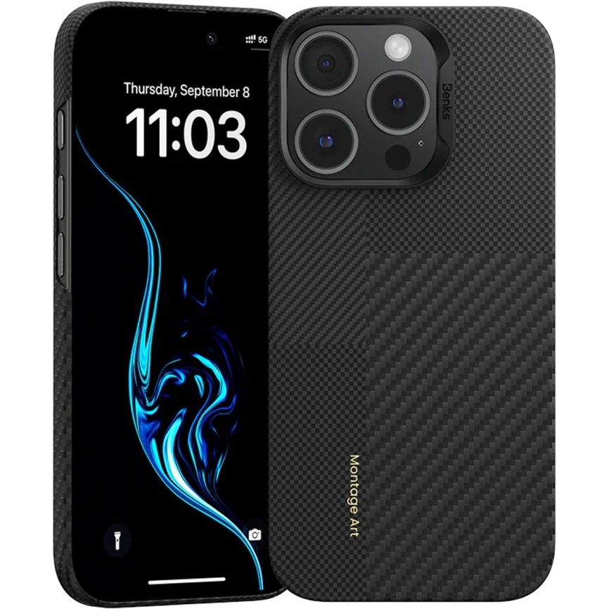 Чехол Benks Montage ArmorAir Case built with Kevlar для iPhone 16 Pro Max Black фото 2