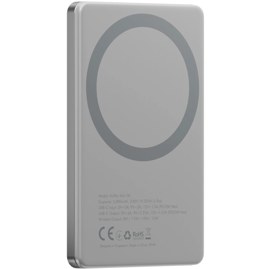 Внешний аккумулятор EnergEA Alupac Mini 5K 5000 mAh Magsafe Natural Titanium фото 2