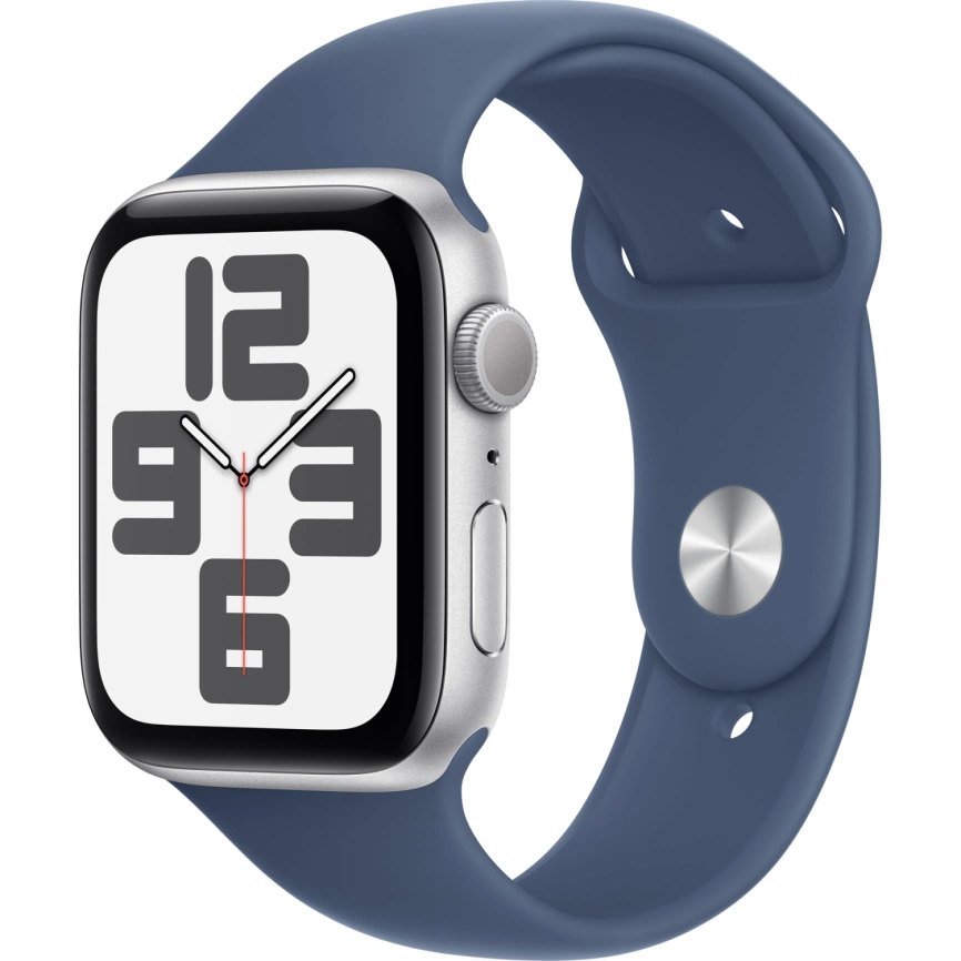 Смарт-часы Apple Watch SE (2024) 44mm Silver Aluminium Case with Denim Sport Band M/L (MXER3) фото 1